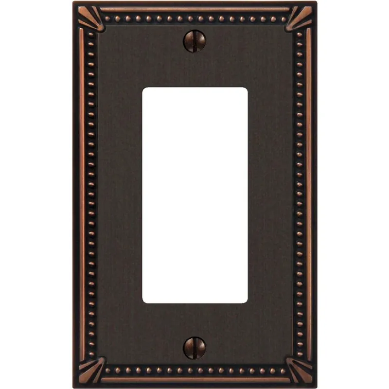 Amerelle 74RDB Imperial 1-Gang Bead Cast Metal Rocker Decorator Wall Plate