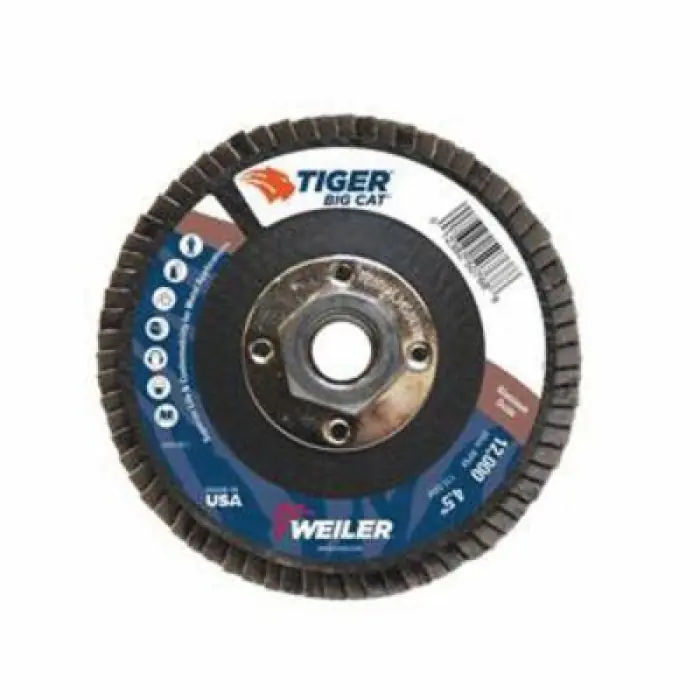 Weiler 50768 Big Cat Coated Flap Disc 40 Grit 4-1/2 in Type 27