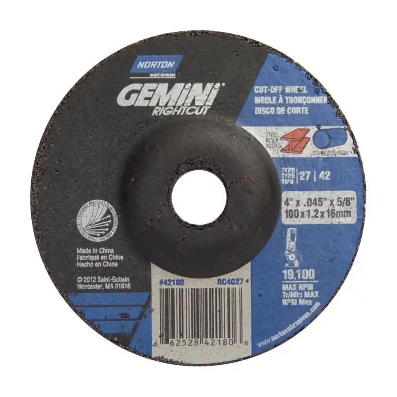 Norton 66252842180 Gemini RightCut A Type 27 Right Angle Cut-Off Wheel