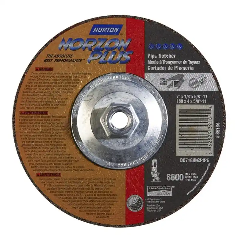 Norton 66252939184 Grinding Wheel Depressed Center Type 27 - Metal - NorZon Plus Size 7 x 1/8 x 5/8-11