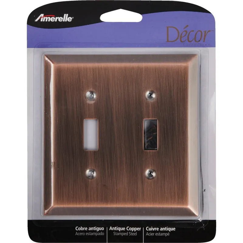Amerelle 163TTAC 2-Gang Stamped Steel Toggle Switch Wall Plate