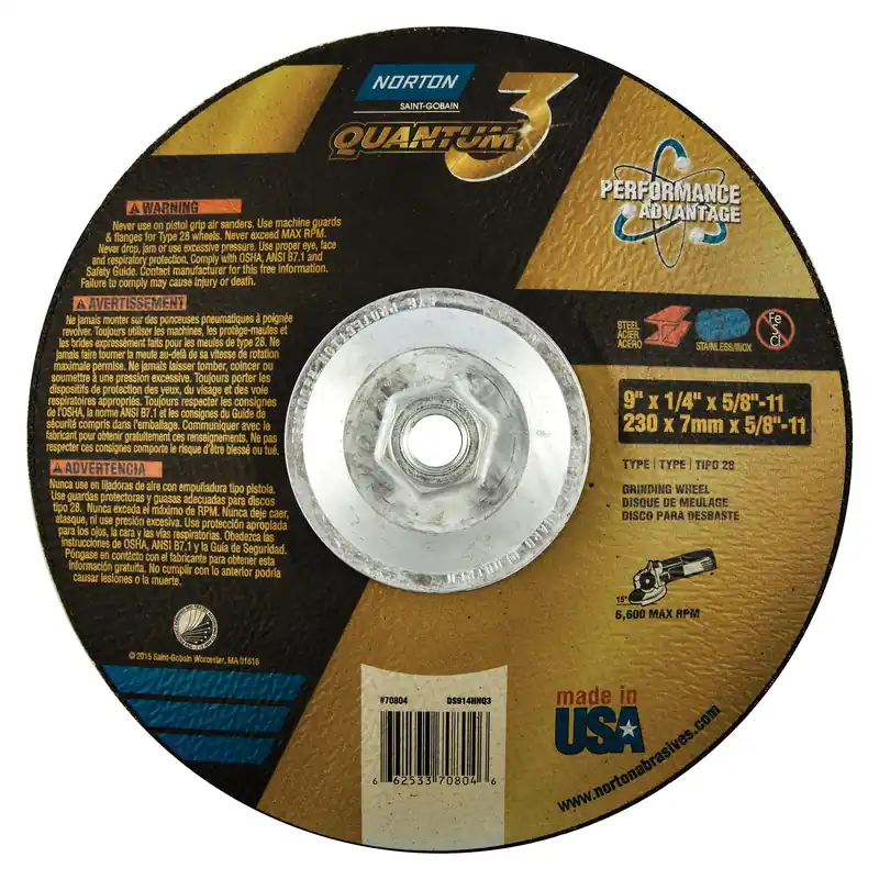 Norton 66253370804 Quantum 3 9 in Diameter Depressed Centre Saucer Wheel