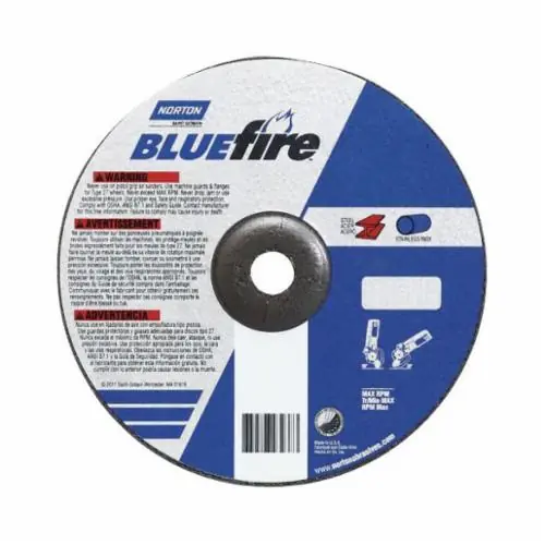 Norton 66252843217 BlueFire Zirconia Alumina Type 27 Grinding Wheel 5 in Diameter
