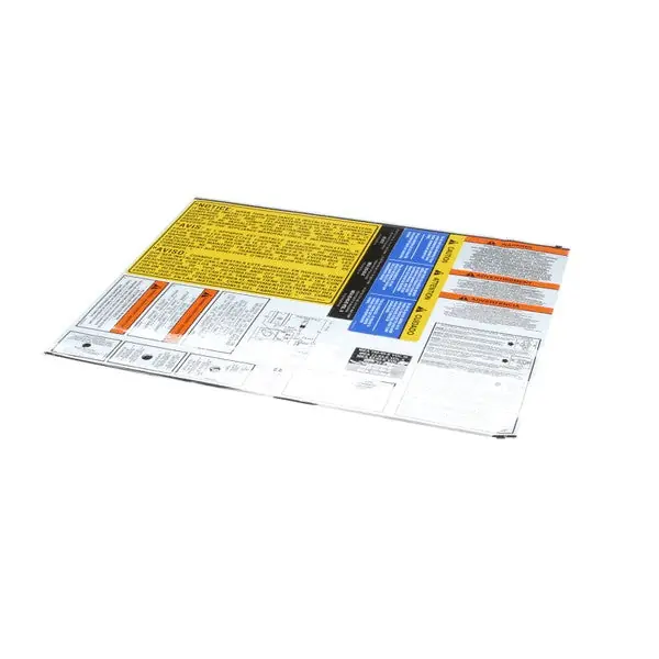 LBL SHEET GAS 7 14 18 14R 14C for Pitco A6100201