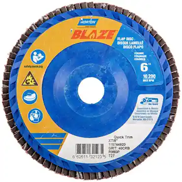 Norton Co. 66261132123 Blaze Ceramic Alumina Extra Coarse Grit Center Mount Plastic Flat Flap Disc