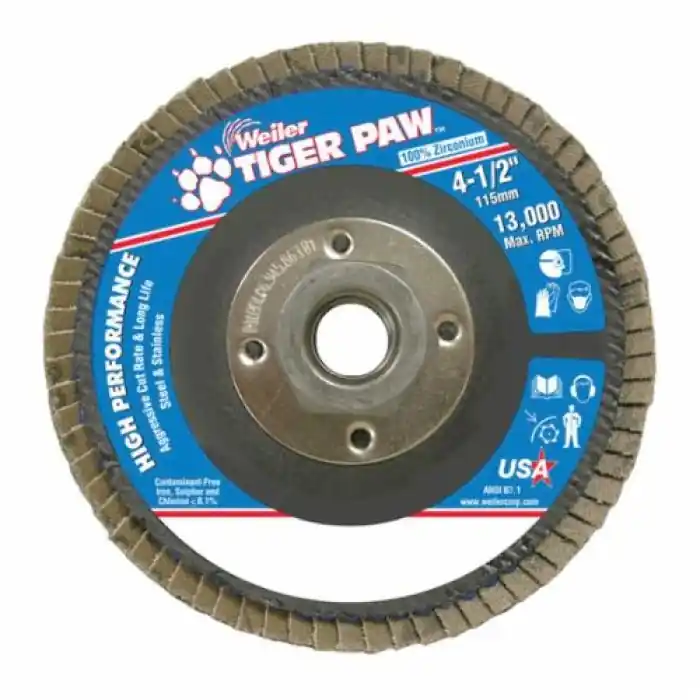 Weiler 51125 Tiger Paw Flap Disc 4-1/2 in 60 Grit