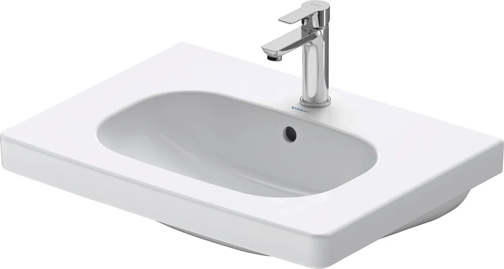 Duravit 03426500002 D-Code 25 5/8 Rectangular Wall Mounted Sink in White with Single Faucet Hole and with Overflow