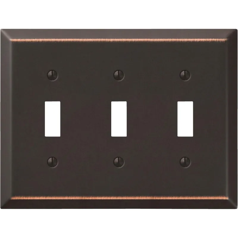Amerelle 163TTTDB 3-Gang Stamped Steel Toggle Switch Wall Plate