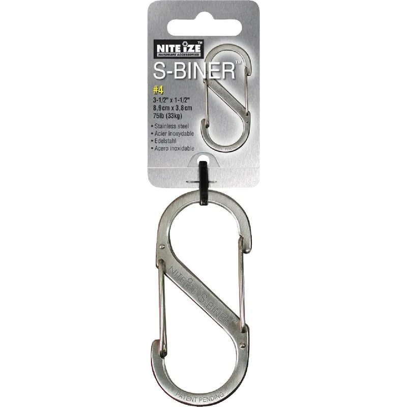 Nite Ize SB5-03-11 S-Biner Size 5 100 Lb. Capacity Stainless Steel S-Clip Key Ring