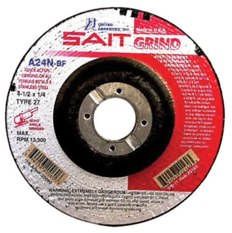 United Abrasives 20060 4 1/2 X 1/4 X 7/8 SAIT Aluminum Oxide Type 27 Grinding Wheel