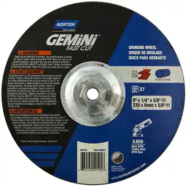 Norton 66253049105 Gemini A Type 27 Grinding Wheel 9 in Diameter