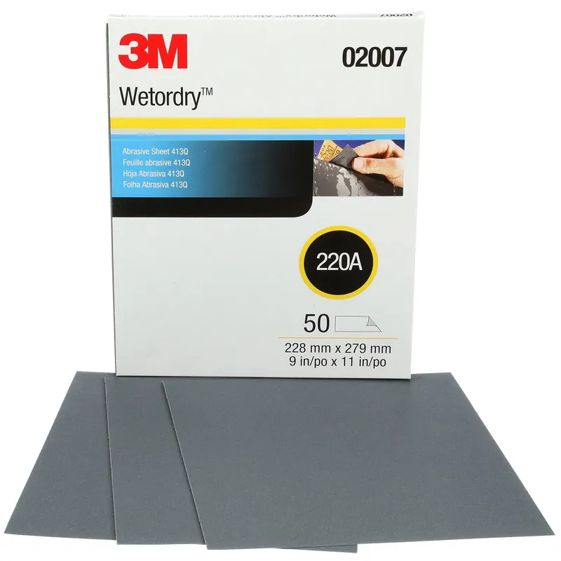 3M 7000148224 Wetordry 220 Grit Abrasive Sheet 9 in x 11 in