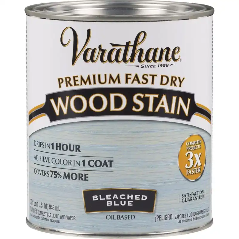 Varathane 297425 Fast Dry Bleached Blue Urethane Modified Alkyd Interior Wood Stain 1 Qt.