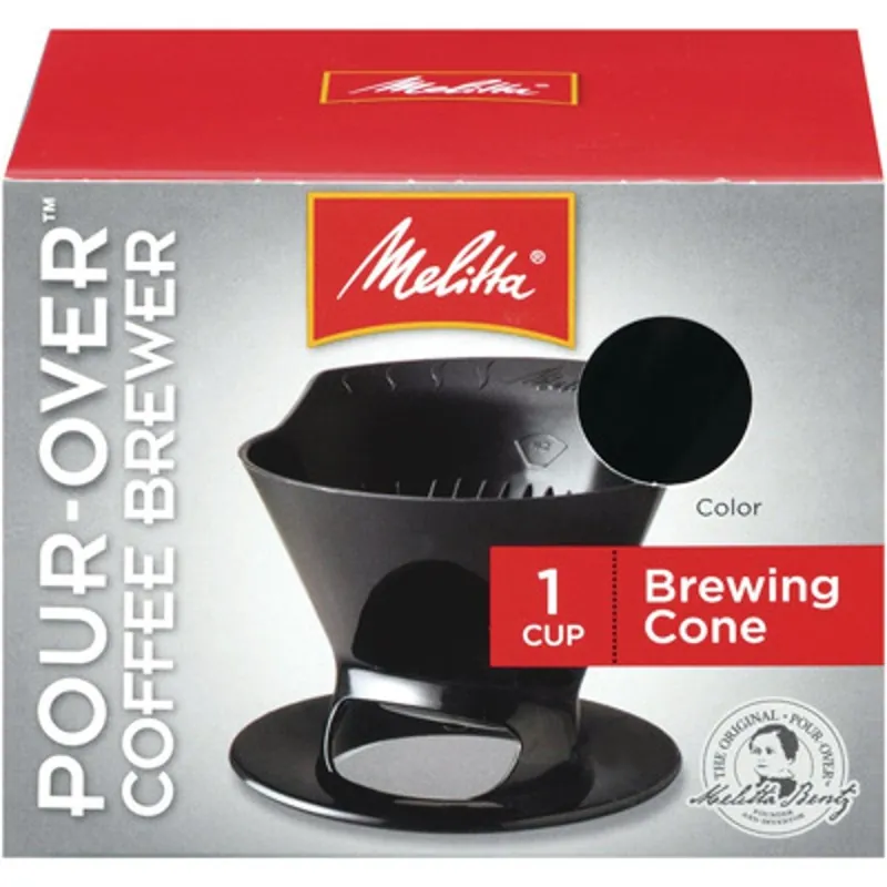 Melitta 64007 Pour-Over Black 1 Cup Filter Cone Coffee Brewer