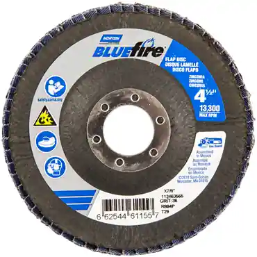 Norton Co. 66623399193 BlueFire Zirconia Alumina Extra Coarse Grit Center Mount Fiberglass Conical Flap Disc