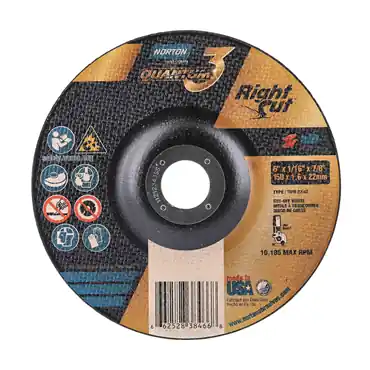 Norton 66252838466 Quantum3 RightCut SG Type 27/42 Right Angle Cut-Off Wheel
