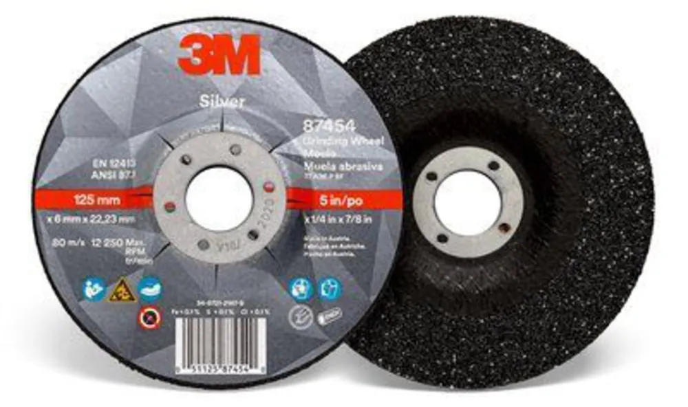 3M 7100141078 Silver Depressed Center Grinding Wheel 5 in Dia 36 Grit