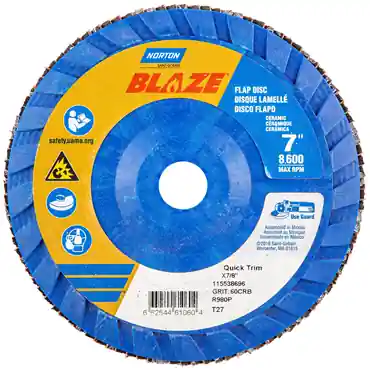 Norton 66254461060 Blaze Ceramic Alumina Coarse Grit Center Mount Plastic Flat Flap Disc
