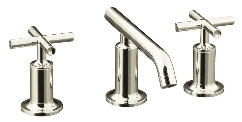 Kohler 14410-3-SN Purist Two Handle Widespread Bathroom Sink Faucet in Vibrant Polished Nickel