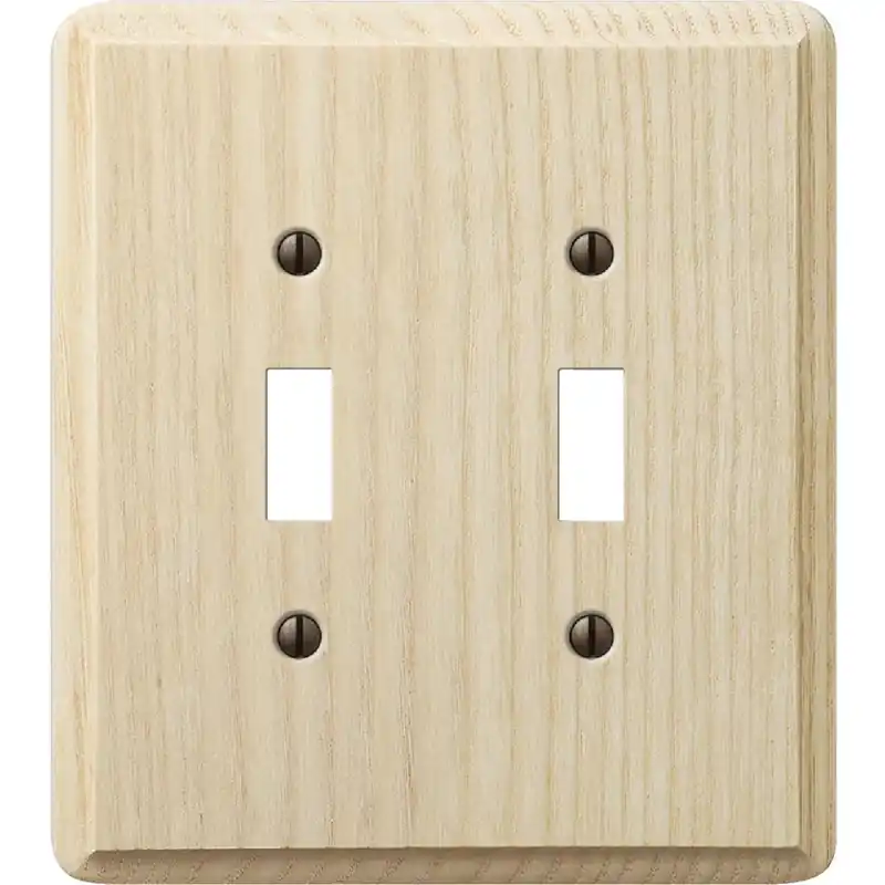 Amerelle 401TT 2-Gang Solid Ash Toggle Switch Wall Plate Unfinished Ash