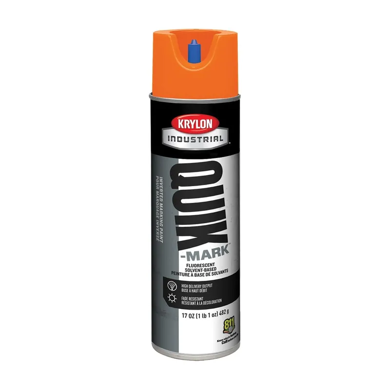 Krylon A03702007 Fluorescent Orange Industrial Quik-Mark Solvent-Based Inverted Marking Paint