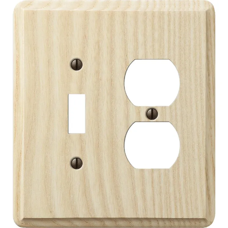 Amerelle 401TD 2-Gang Solid Ash Single Toggle/Duplex Outlet Wall Plate Unfinished Ash