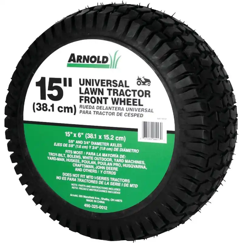 Arnold 490-325-0012 Lawn Tractor Mower Wheel 15 In. Universal Replacement