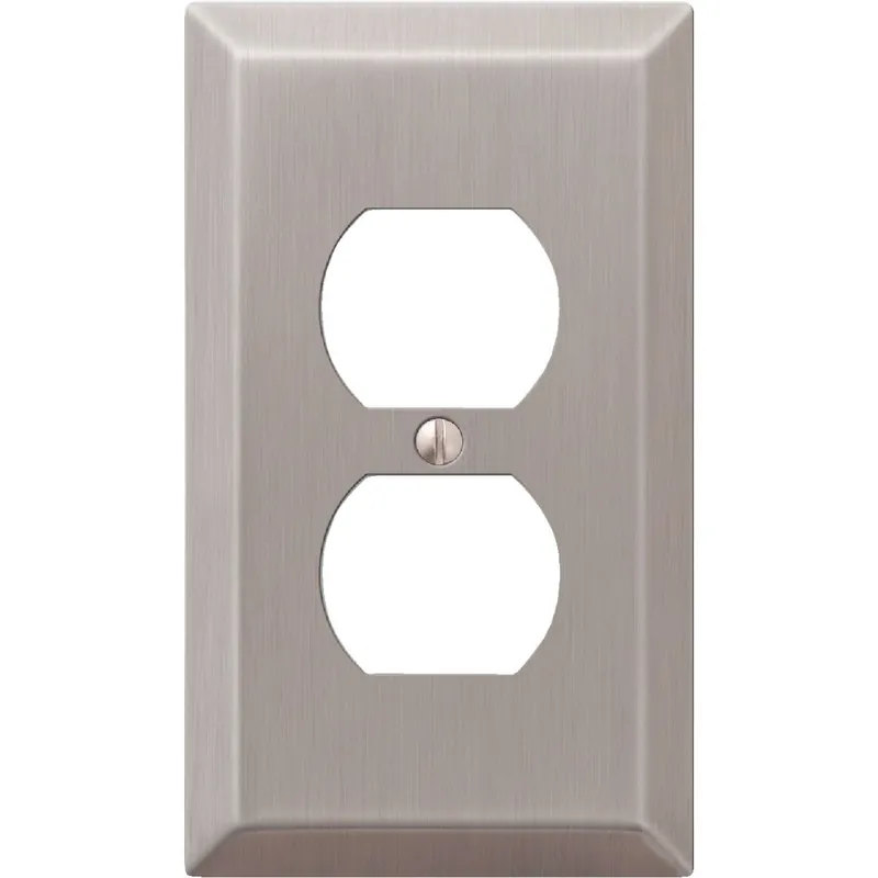 Amerelle 163DBN 1-Gang Stamped Steel Outlet Wall Plate Brushed Nickel