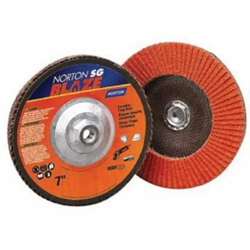 Norton 66261183487 Blaze Ceramic Alumina Extra Coarse Grit Center Mount Fiberglass Conical Flap Disc