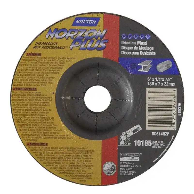 Norton 66252809376 Grinding Wheel - Metal - NorZon Plus - 6 x 1/4 x 7/8