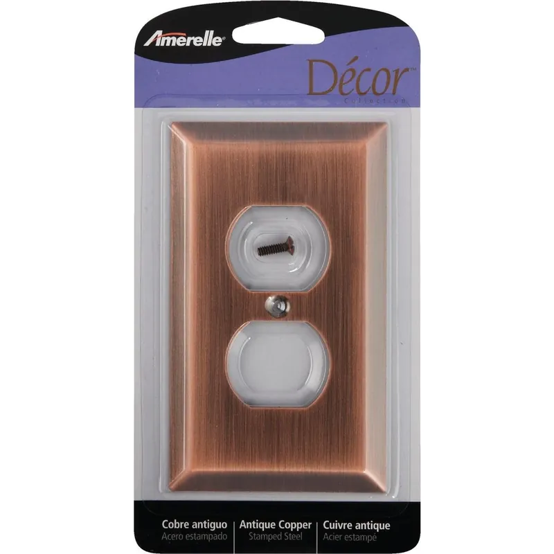 Amerelle 163DAC 1-Gang Stamped Steel Outlet Wall Plate