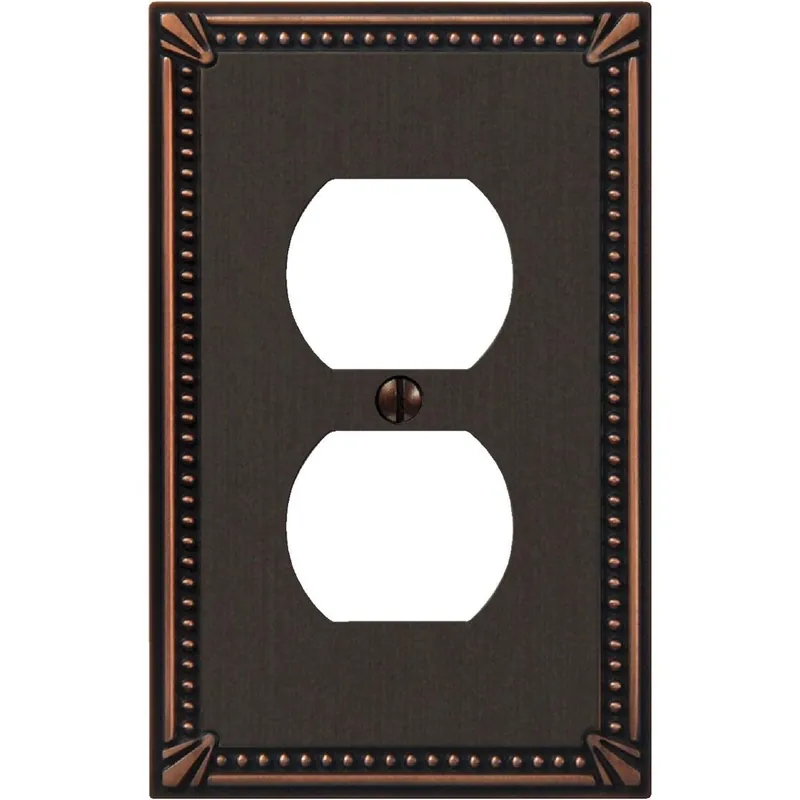 Amerelle 74DDB Imperial Bead 1-Gang Cast Metal Outlet Wall Plate