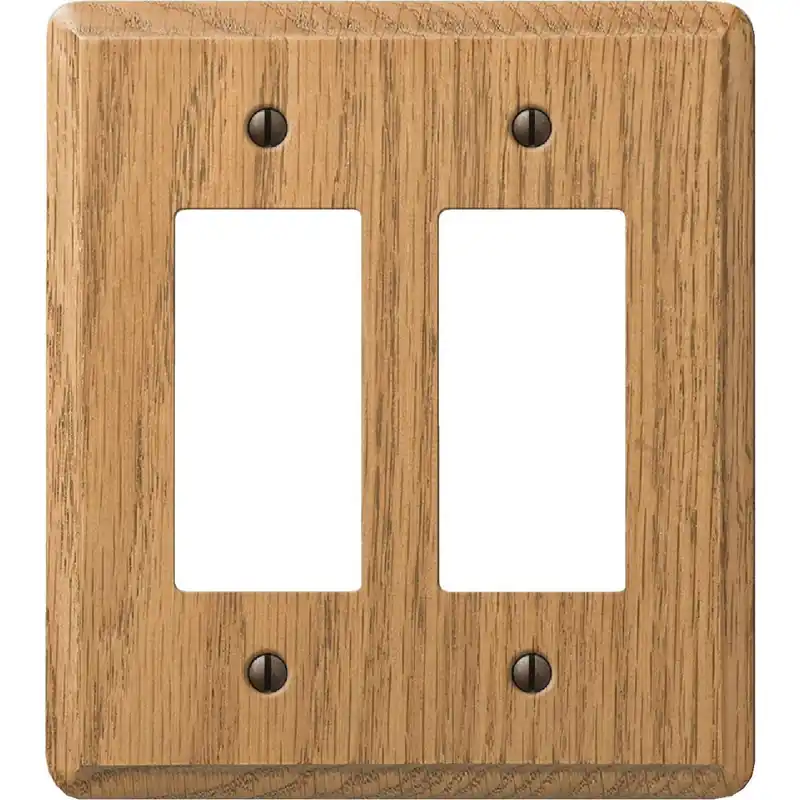 Amerelle 901RRL 2-Gang Solid Oak Rocker Decorator Wall Plate