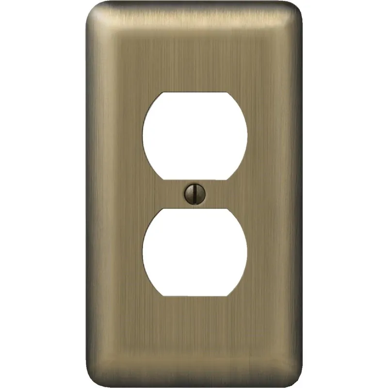 Amerelle 154D 1-Gang Stamped Steel Outlet Wall Plate, Brushed Brass