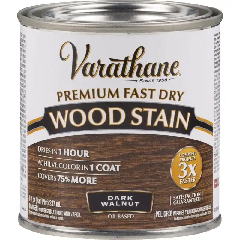 Varathane 262025 Fast Dry Dark Walnut Urethane Modified Alkyd Interior Wood Stain 1/2 Pt.
