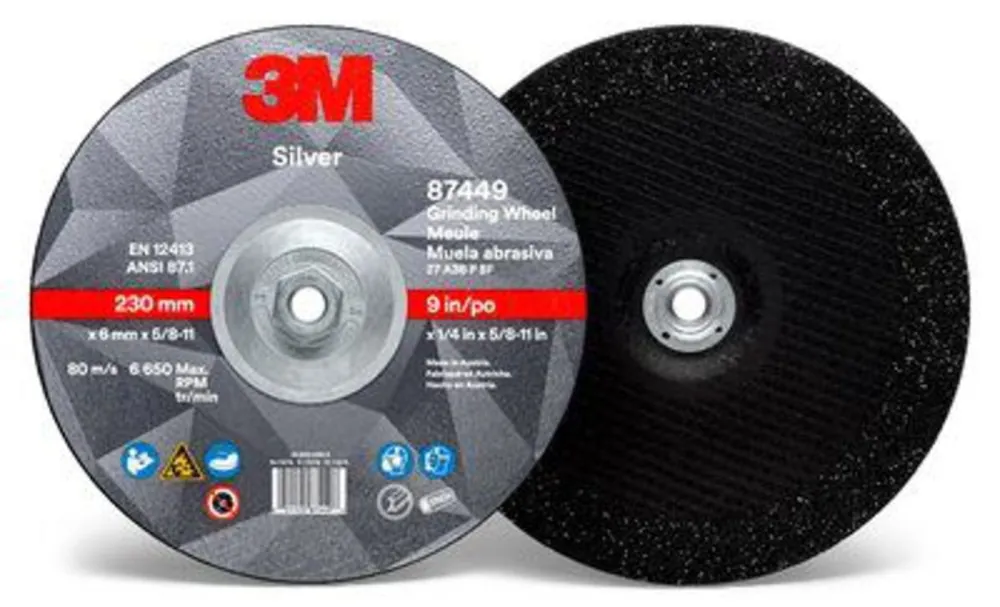 3M 7010409732 Silver Depressed Center Grinding Wheel 9 in x 0.25 in 36 Grit