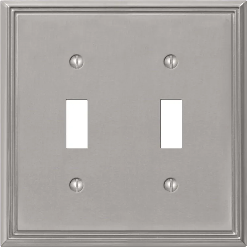 Amerelle 77TTBN Metro Line 2-Gang Cast Metal Toggle Switch Wall Plate