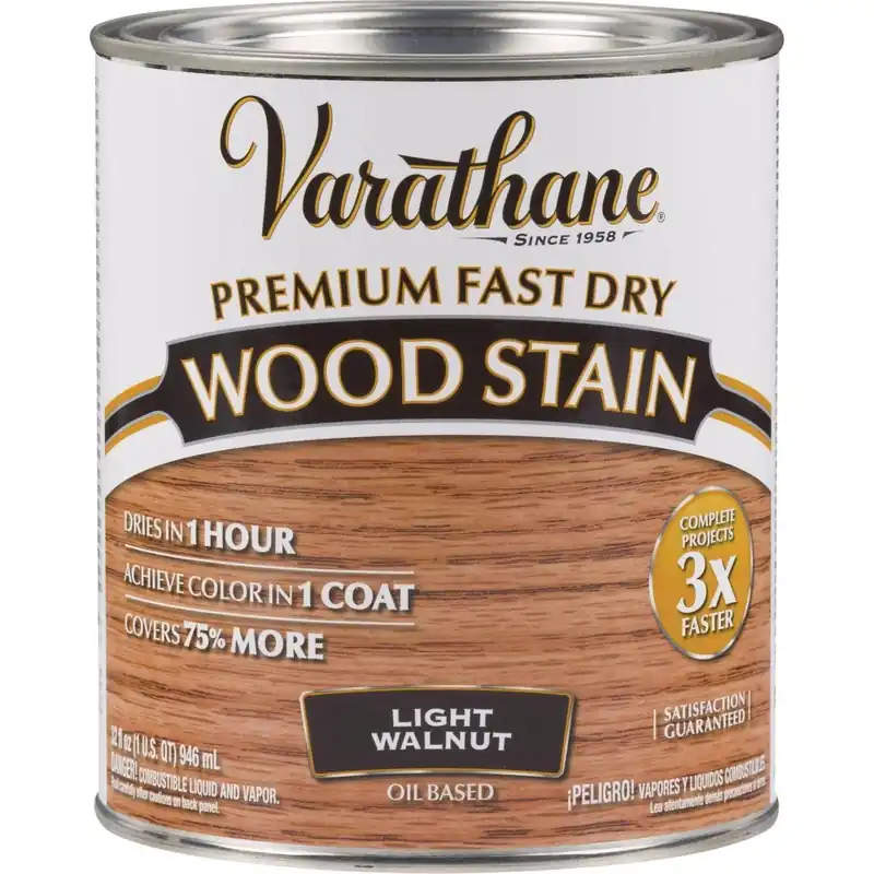 Varathane 262015 Fast Dry Light Walnut Urethane Modified Alkyd Interior Wood Stain 1 Qt.