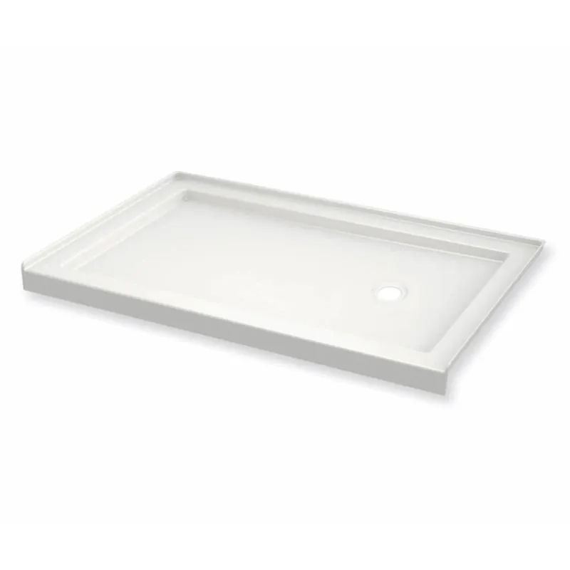 Maax 410006-501-001-000 B3Round 6036 Acrylic Alcove Shower Base in White with Center Drain