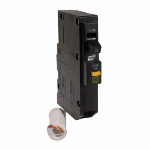 Breakers Unlimited Inc QO120GFI Square D QO120GFI Class A Ground Fault Miniature Circuit Breaker, 120 VAC, 20 A, 10 kA Interrupt, 1 Poles, K-Curve/Thermal Magnetic Trip