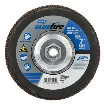 Norton Co. 77696090093 BlueFire Zirconia Alumina Coarse Grit Arbor Thread Fiberglass Flat Flap Disc