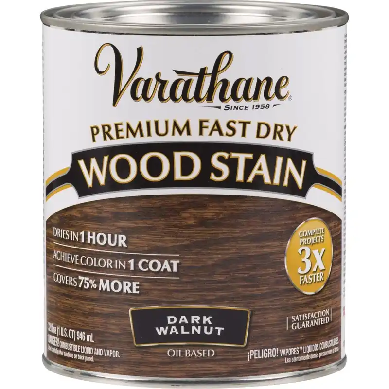 Varathane 262006 Fast Dry Dark Walnut Urethane Modified Alkyd Interior Wood Stain 1 Qt.