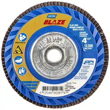 Norton 66254400261 Blaze Ceramic Alumina Medium Grit Arbor Thread Plastic Flat Flap Disc