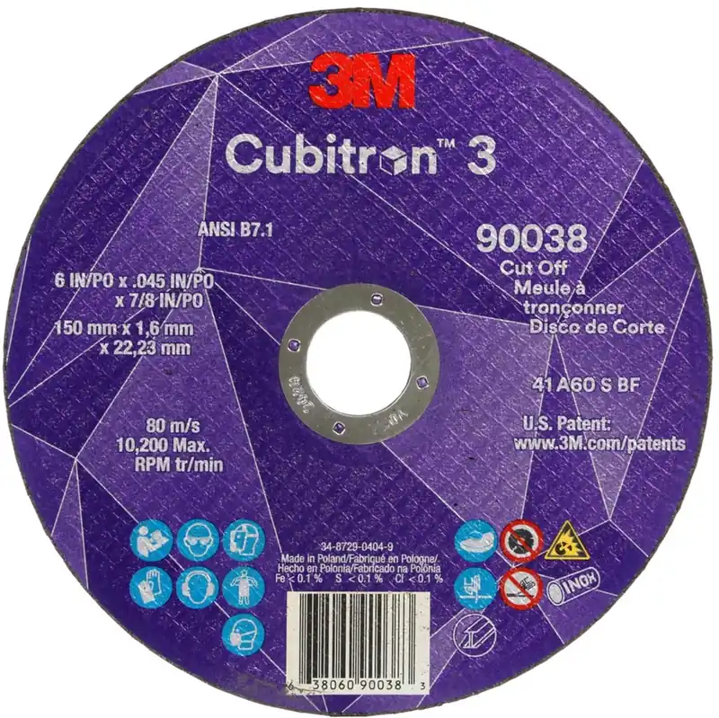 3M 7100313190 Cubitron 3 Cut-Off Wheel 6 x 0.045 x 7/8