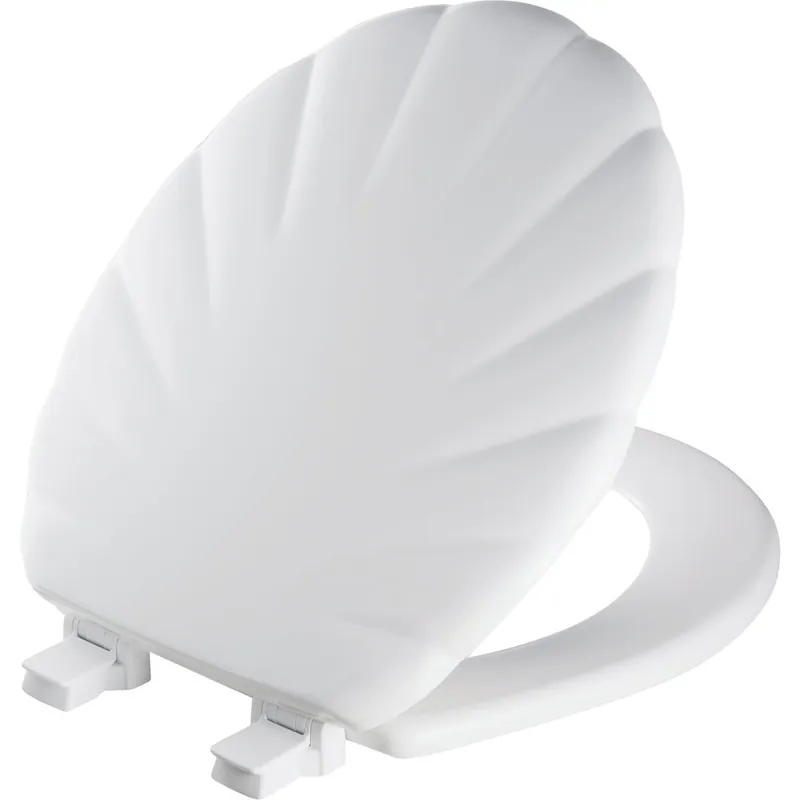 Mayfair 22ECA000 Round Closed Front Designer Sculptured Shell White Wood Toilet Seat