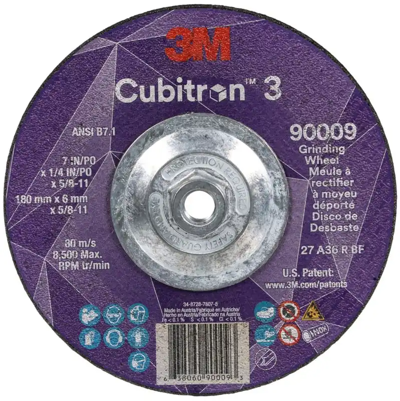 3M 7100312965 7 X 1/4 X 5/8 - 11 Cubitron 3 36+ Grit Ceramic Grain Type 27 Depressed Center Grinding Wheel