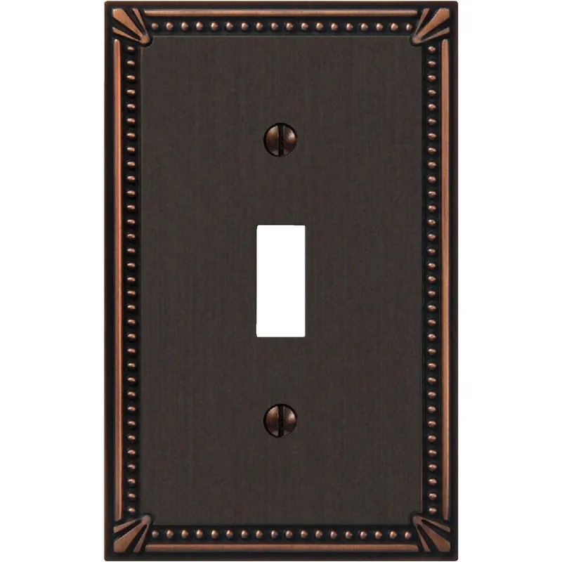 Amerelle 74TDB Imperial Bead 1-Gang Cast Metal Toggle Switch Wall Plate