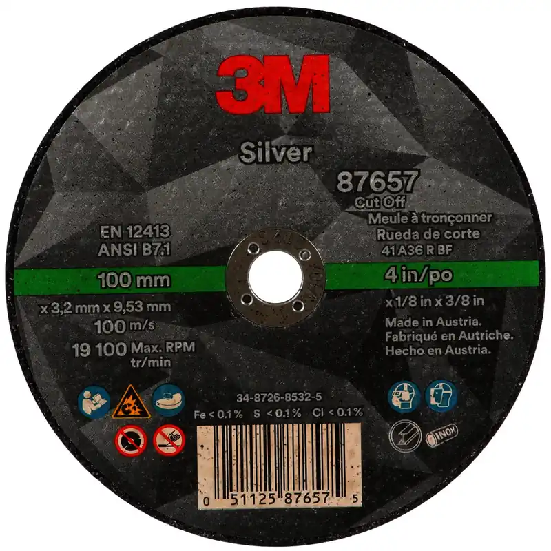3M 7100141050 Abrasive Cut-Off Wheel, 4 x 0.125 x 3/8 Ceramic