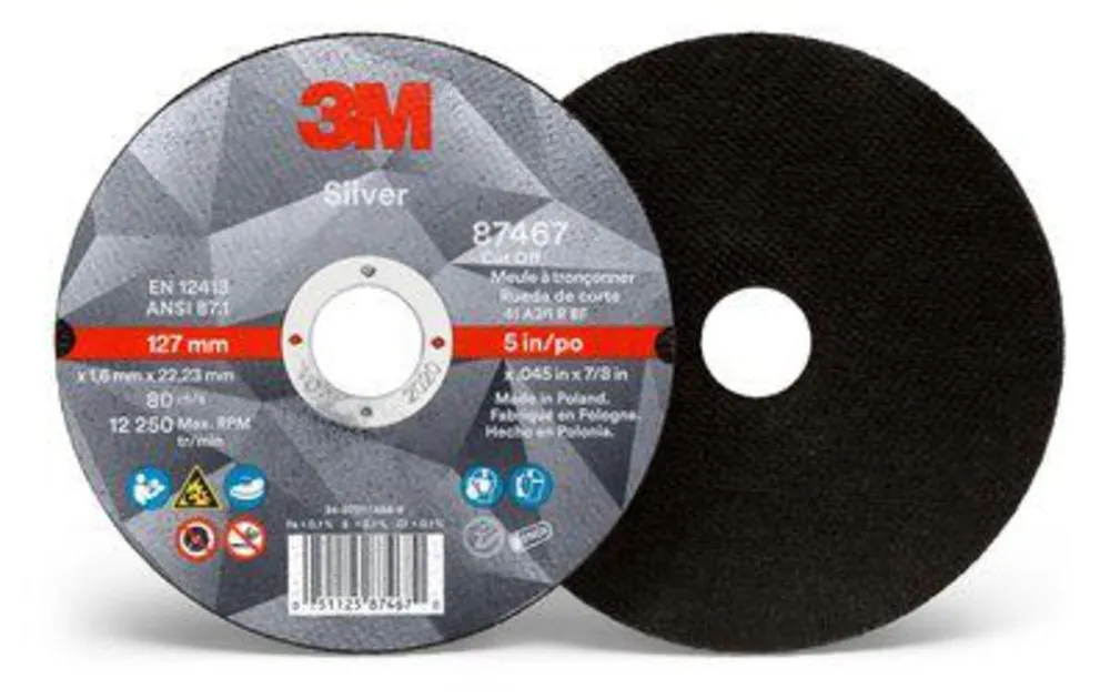 3M 7100139236 Silver Cut-Off Wheel, 5 in x 0.045 in x 7/8 in