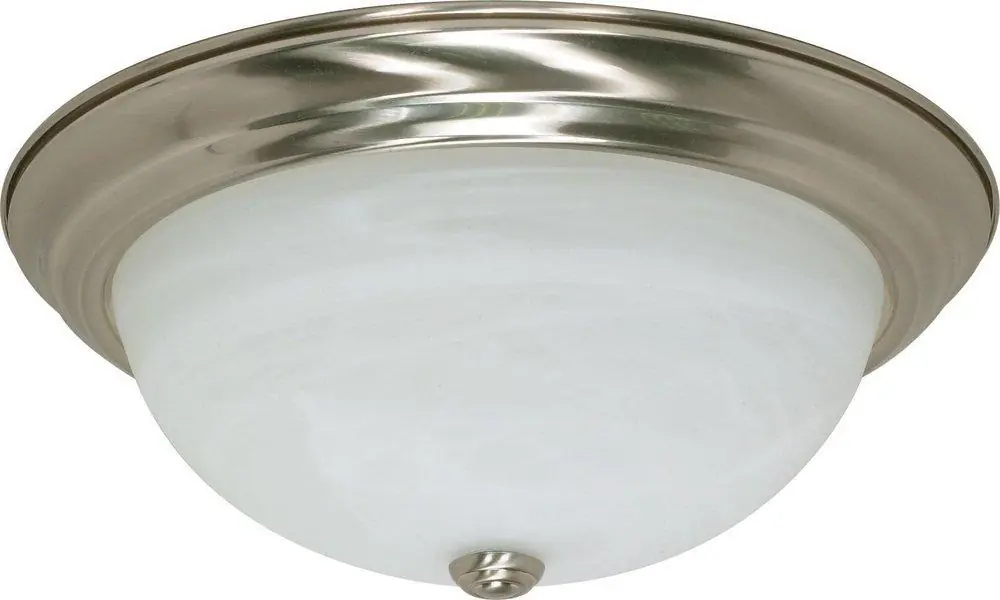 Satco 60/199 3 Light - 15 - Flush Mount - Alabaster Glass - Brushed Nickel